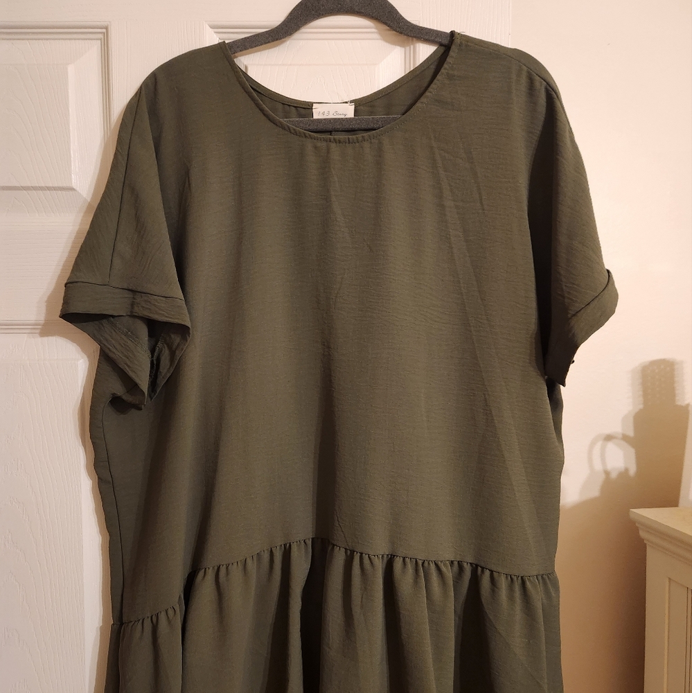 Chic Soul: Olive peplum style blouse - Size 1x